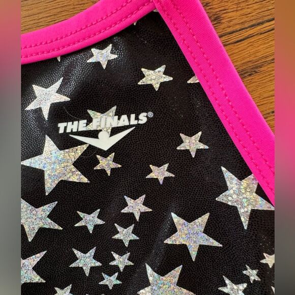 NWT New THE FINALS Athletic Racing Swimsuit Black Hot Pink Silver Stars 30 4 - Picture 3 of 5
